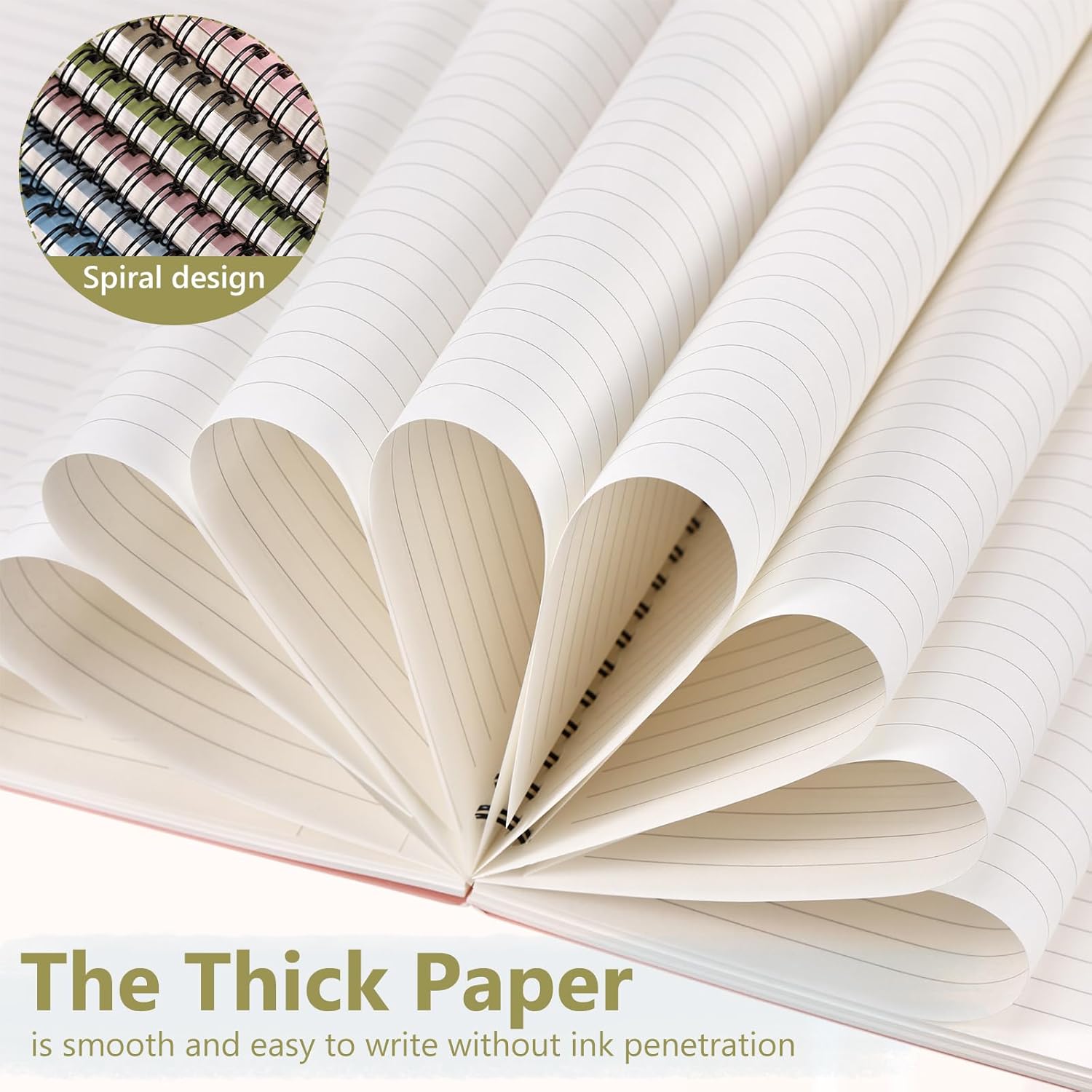 Fuutreo 6 Pack Spiral Notebooks 10.5 x 7.45 Inch College Ruled Journal with Kraft Cover, B5 70 Sheets (140 Pages) for Stundent Study and Office Use(Earthy Tones) - Image 3