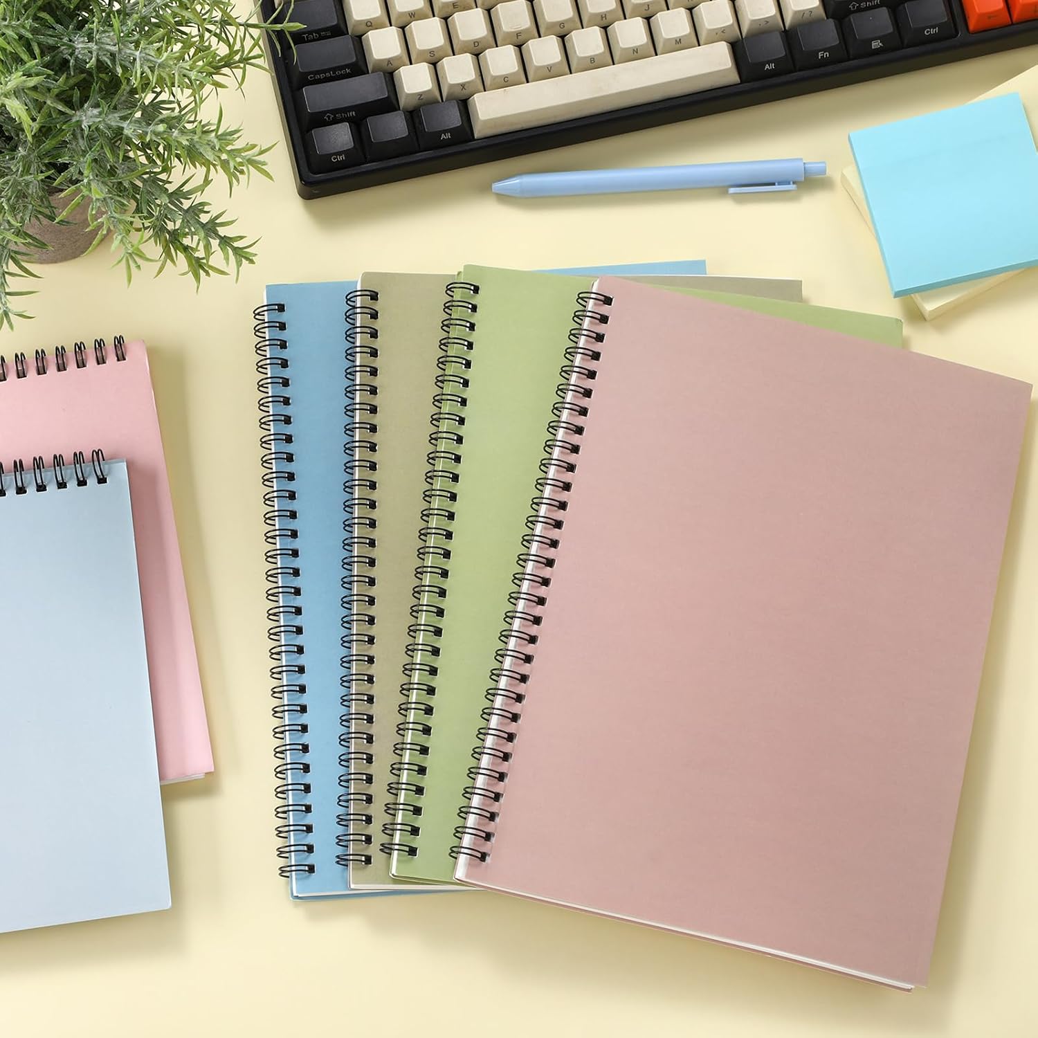 Fuutreo 6 Pack Spiral Notebooks 10.5 x 7.45 Inch College Ruled Journal with Kraft Cover, B5 70 Sheets (140 Pages) for Stundent Study and Office Use(Earthy Tones) - Image 4