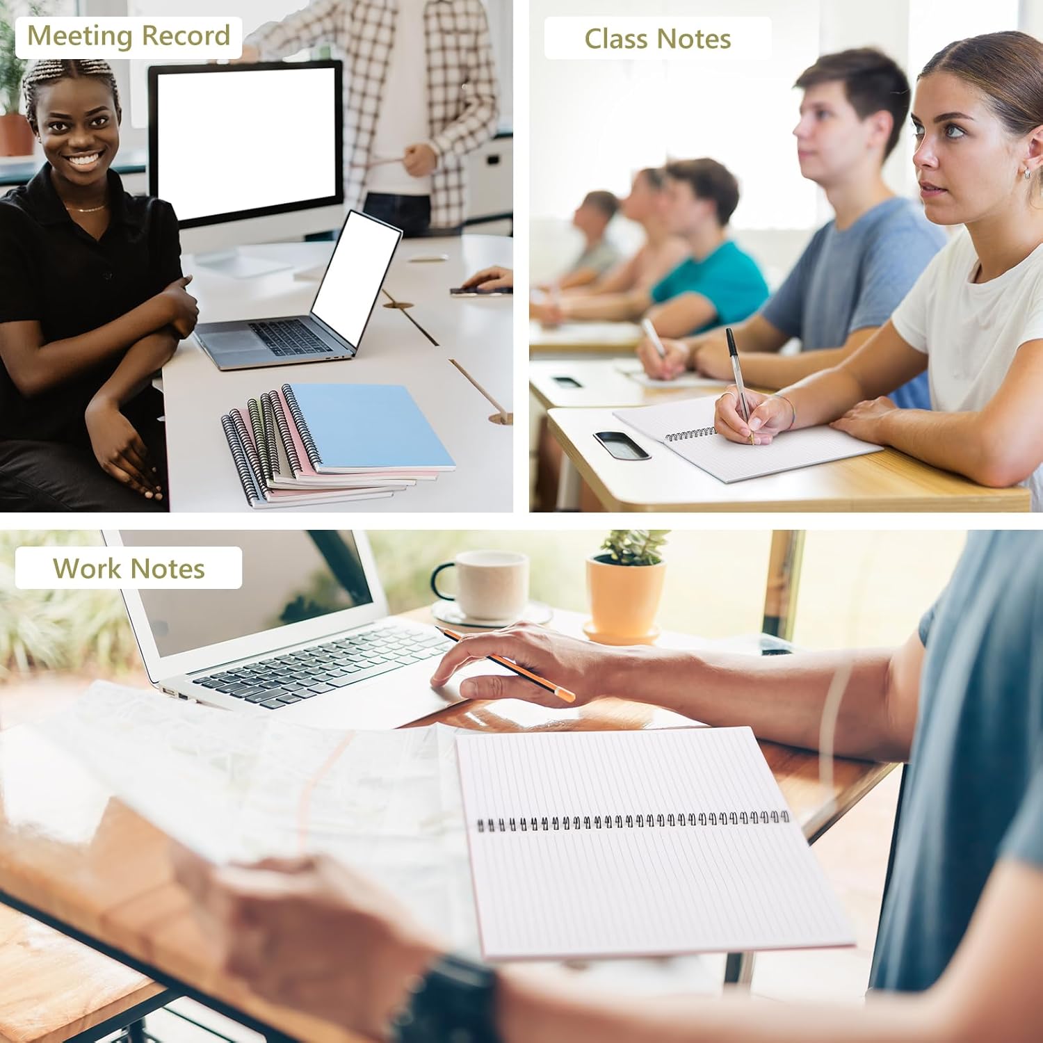 Fuutreo 6 Pack Spiral Notebooks 10.5 x 7.45 Inch College Ruled Journal with Kraft Cover, B5 70 Sheets (140 Pages) for Stundent Study and Office Use(Earthy Tones) - Image 6