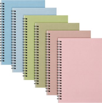 Fuutreo 6 Pack Spiral Notebooks 10.5 x 7.45 Inch College Ruled Journal with Kraft Cover, B5 70 Sheets (140 Pages) for Stundent Study and Office Use(Earthy Tones)