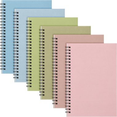 Fuutreo 6 Pack Spiral Notebooks 10.5 x 7.45 Inch College Ruled Journal with Kraft Cover, B5 70 Sheets (140 Pages) for Stundent Study and Office Use(Earthy Tones)