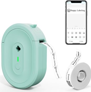 Label Maker Machine with Tape, Portable Bluetooth Label Makers, Inkless Mini Printer Impresora de Etiquetas Multiple Templates for Home School Office Kitchen, Green