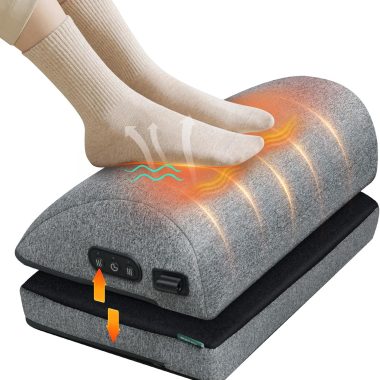 Snailax Heated Foot Rest Under Desk at Work, Ergonomic Footrest with Vibrating Massage and Adjustable Height, Foot Warmer, 3 Vibration Modes & 2 Heating Levels,Memory Foam,Office Home Gaming