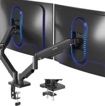 VIVO Dual Monitor up to 32 inches and 19.8 lbs per Screen, Pneumatic Arm Desk Mount, Articulating Counterbalance, VESA Stand, Classic, STAND-V002O